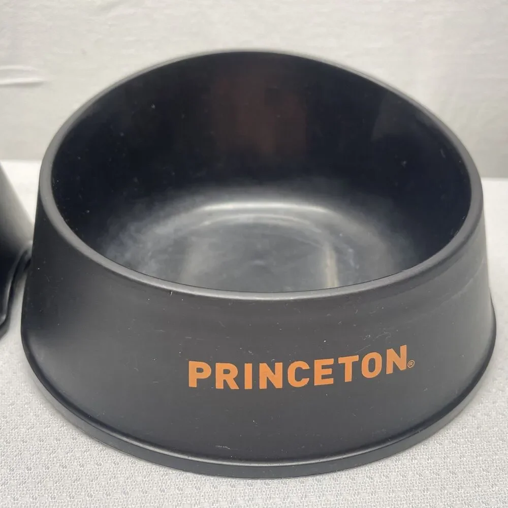Princeton University Dog Bowls Set of 2 Pet Food Water Plastic Orange Black EUC